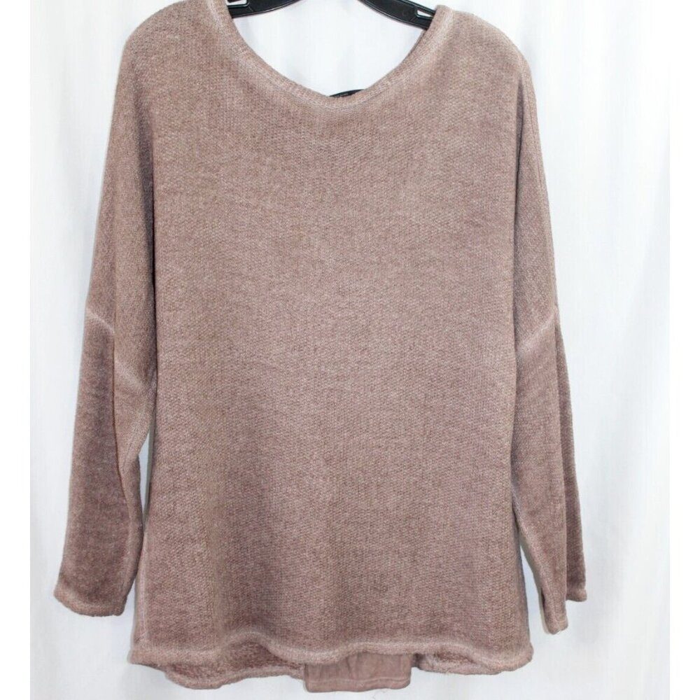 Angela Mara Womens Mauve Taupe Long Sleeve Button Back Pullover Sweater L‎ Italy